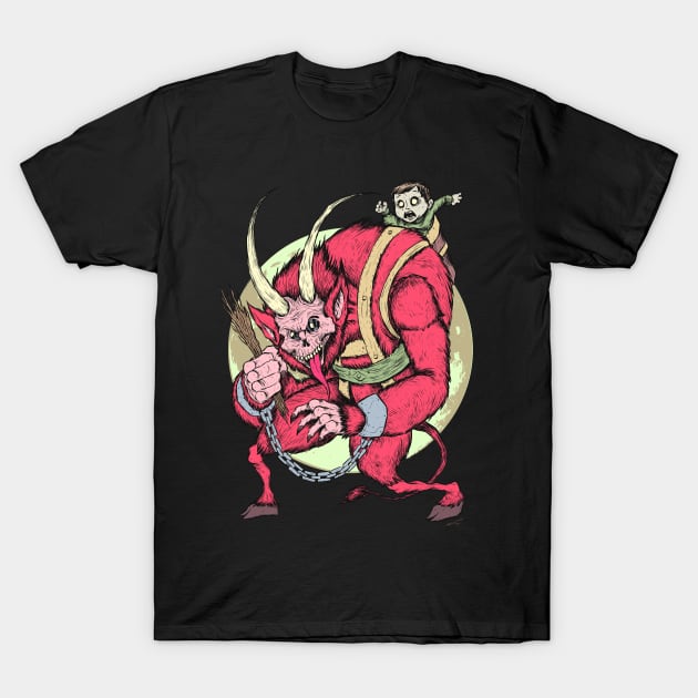 Krampus (Blood Red) T-Shirt by chrisraimoart